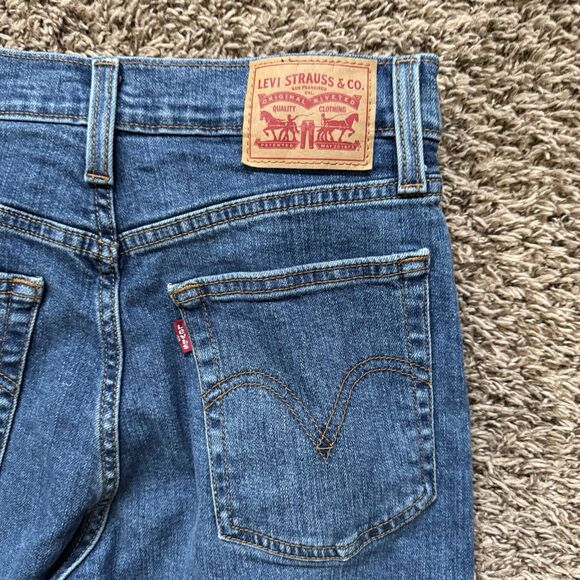 Levi's Women’s Wedgie Straight 27 Jeans Size 27x27 Blue Denim Frayed Hem Used - Picture 9 of 12